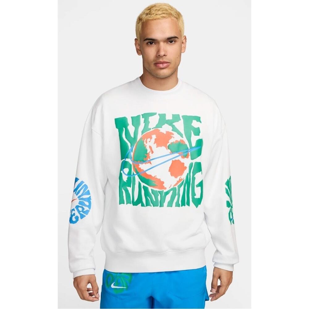 Nike Run Crew Sweatshirt Pullover Fleece Running HF0333-121 Green Men's Size S